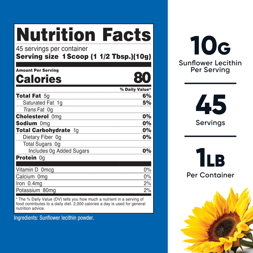 Serving size showing 10 g of sunflower lecithin