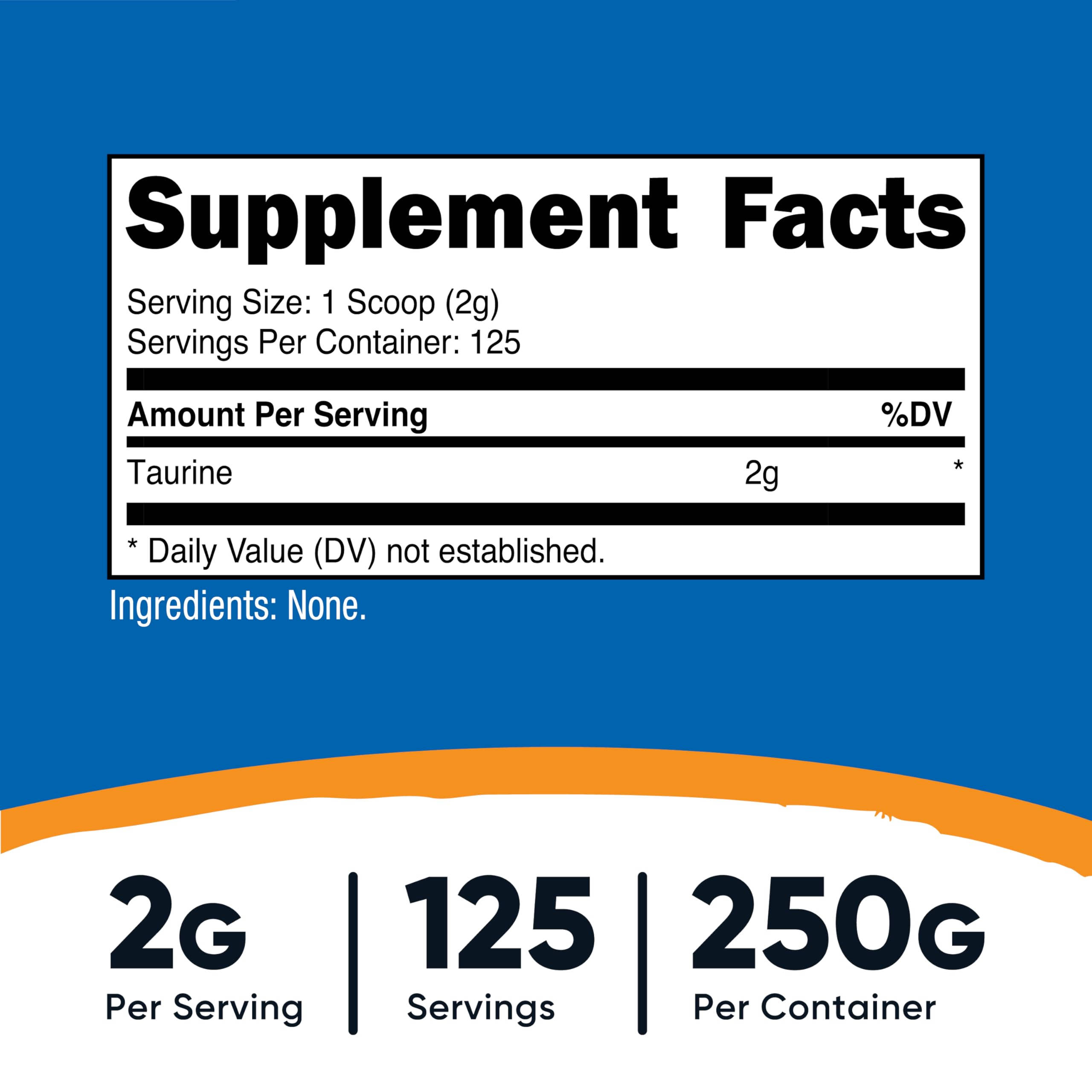 Nutricost Taurine Powder 250g bottle label