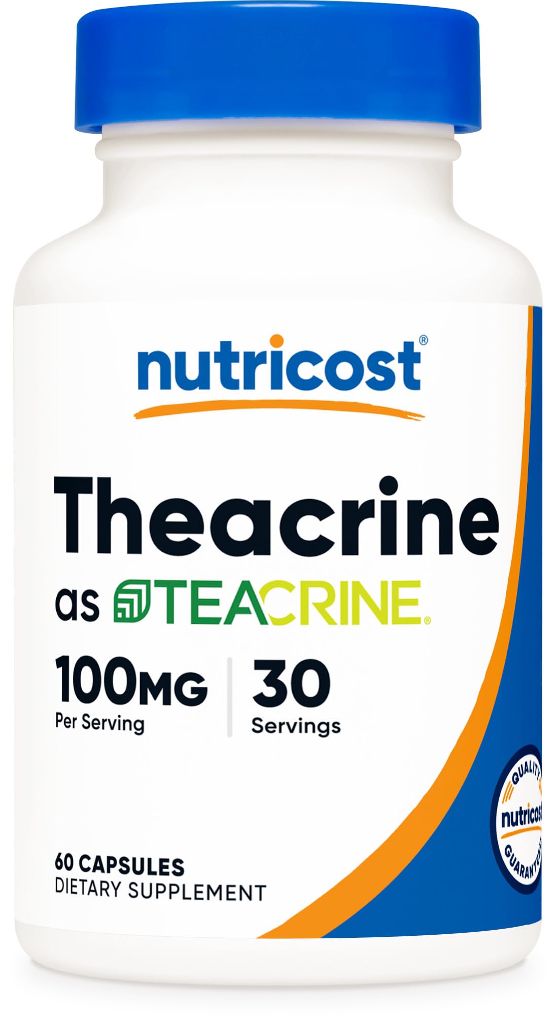 Nutricost Theacrine Teacrine 100 mg serving bottle label
