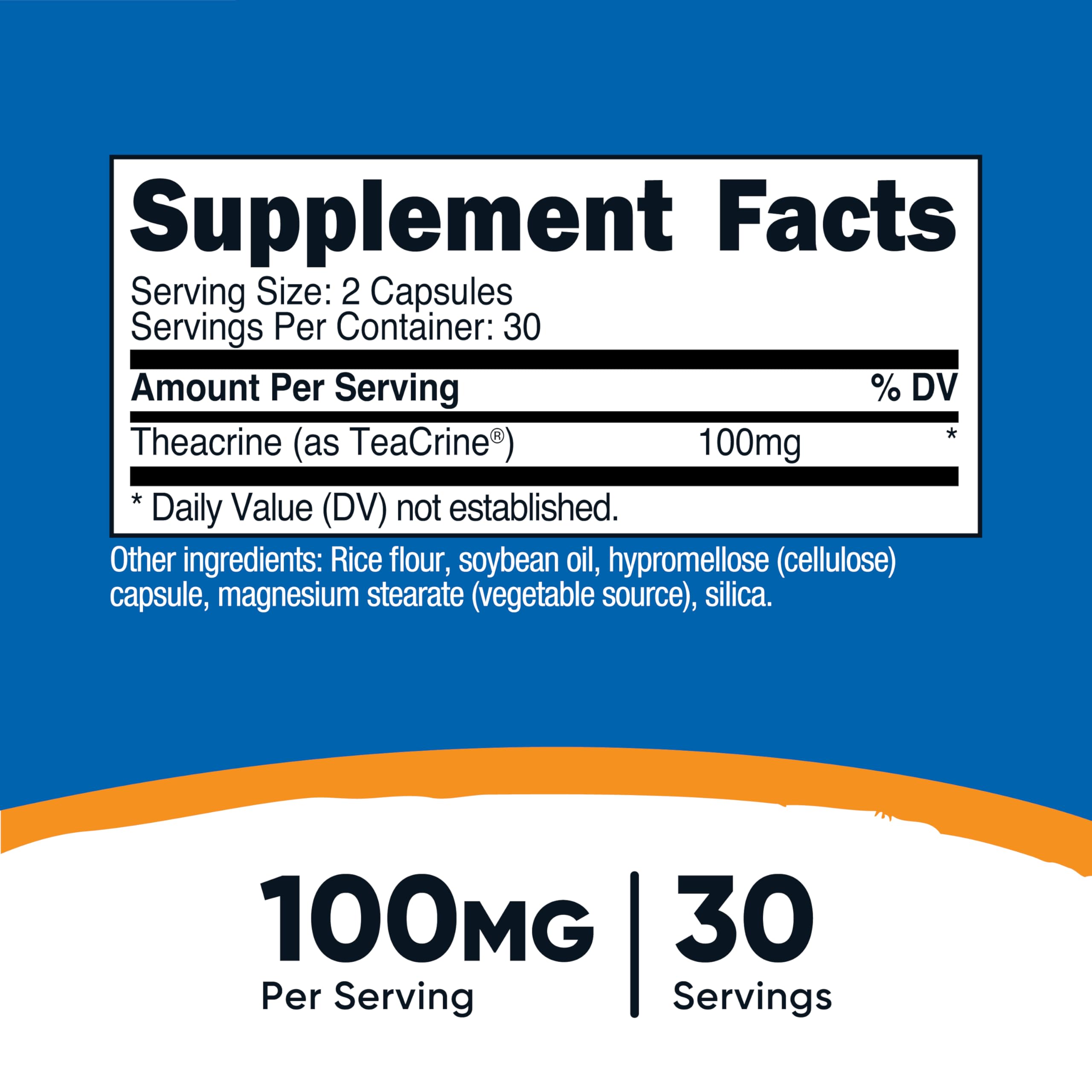 Close-up of Nutricost Theacrine 60 capsules bottle