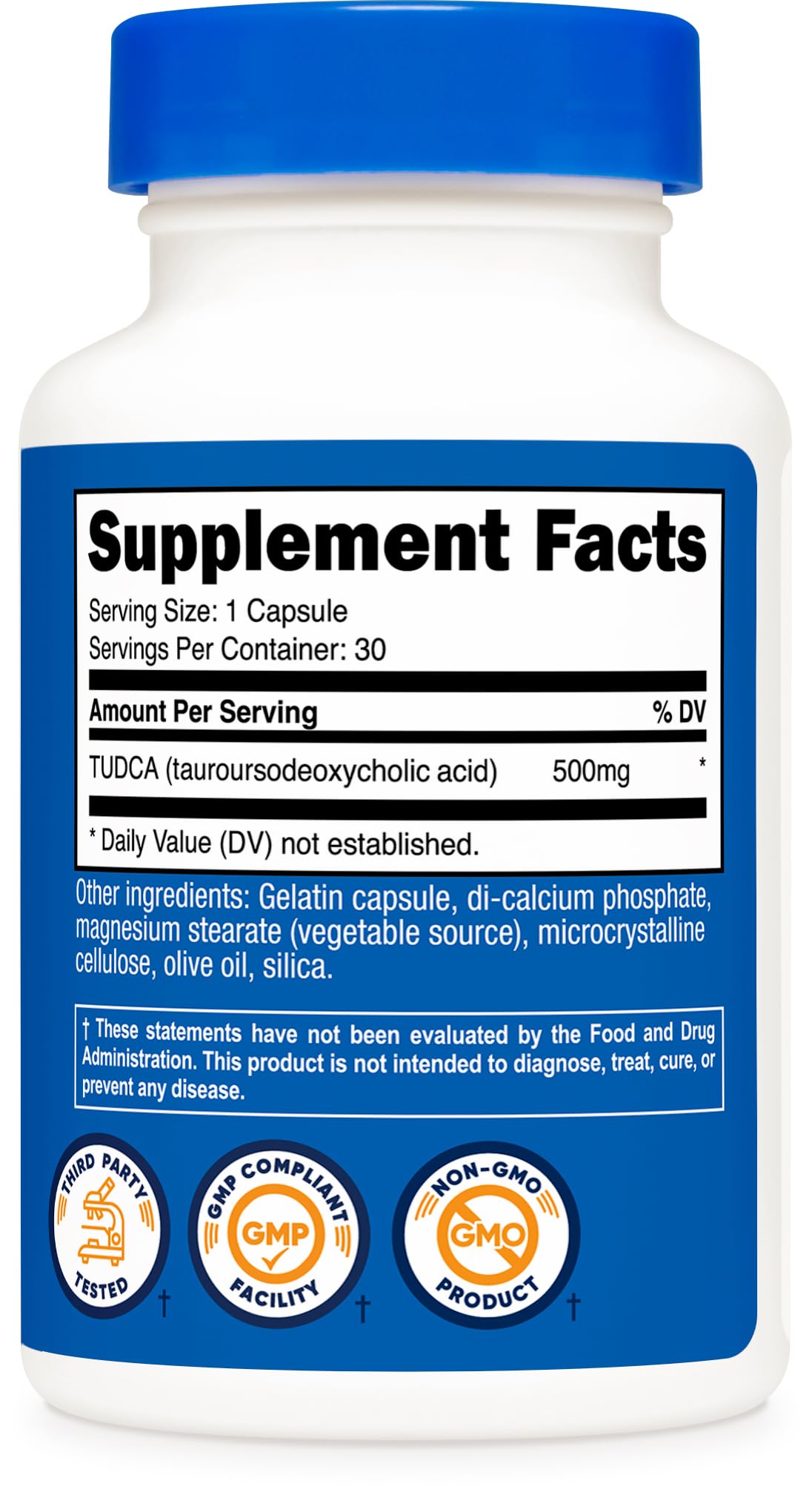 Lifestyle shot of Nutricost Tudca bottle on a table