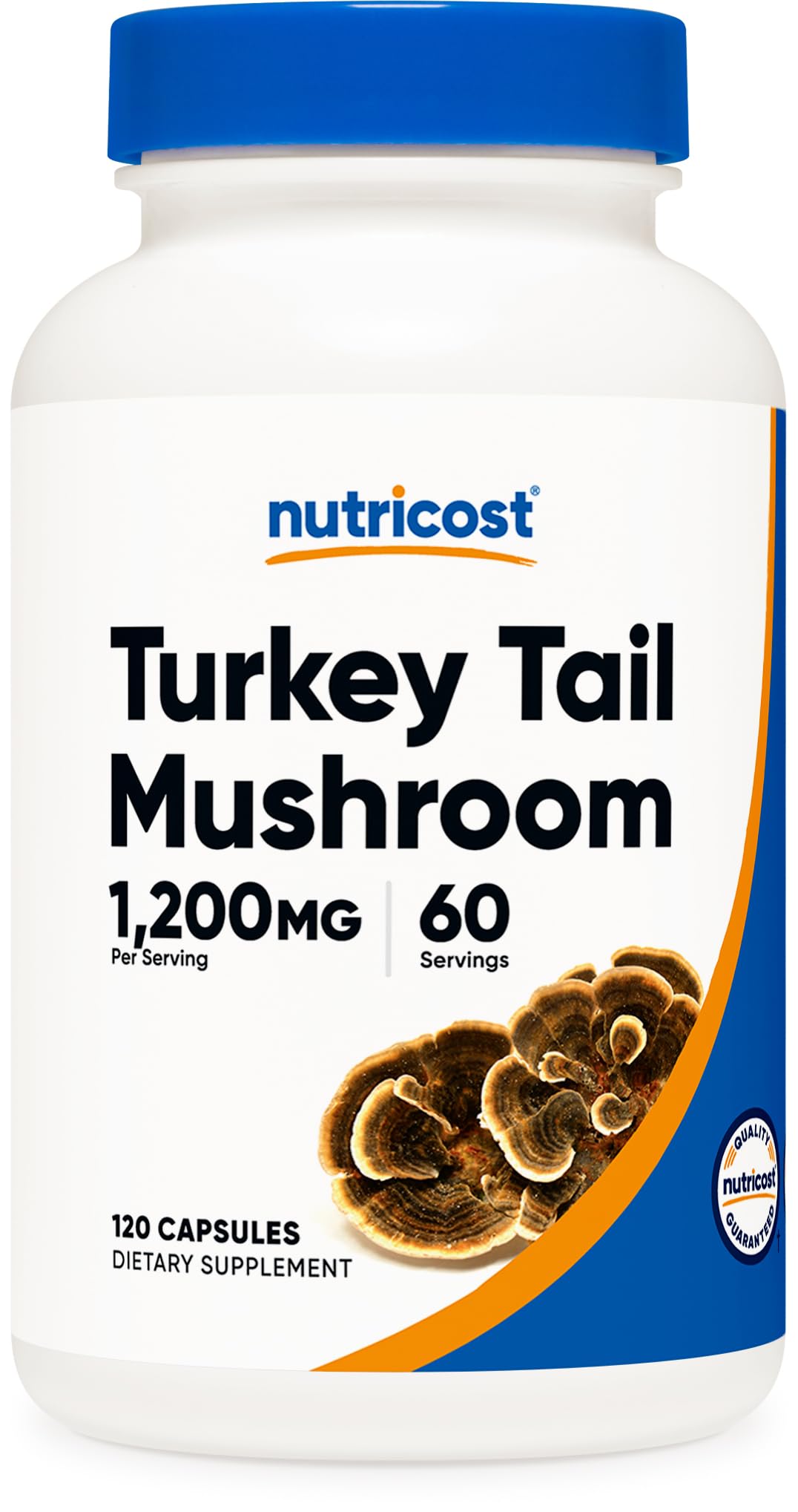 Nutricost Turkey Tail Mushroom Capsules bottle with 1,200mg per serving
