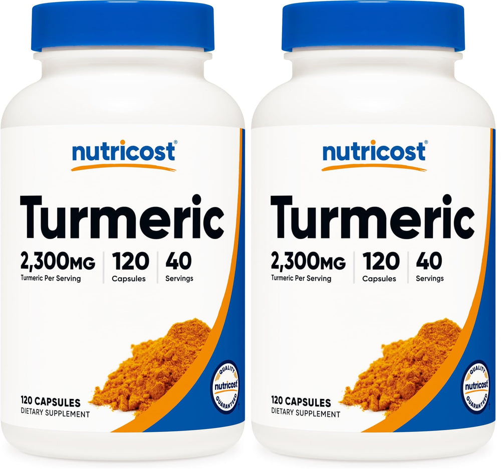 Front view of Nutricost Turmeric Curcumin with BioPerine bottle