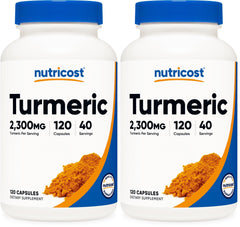 Front view of Nutricost Turmeric Curcumin with BioPerine bottle