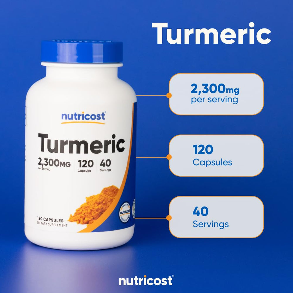 Ingredients list showing organic turmeric powder and 95% curcuminoids