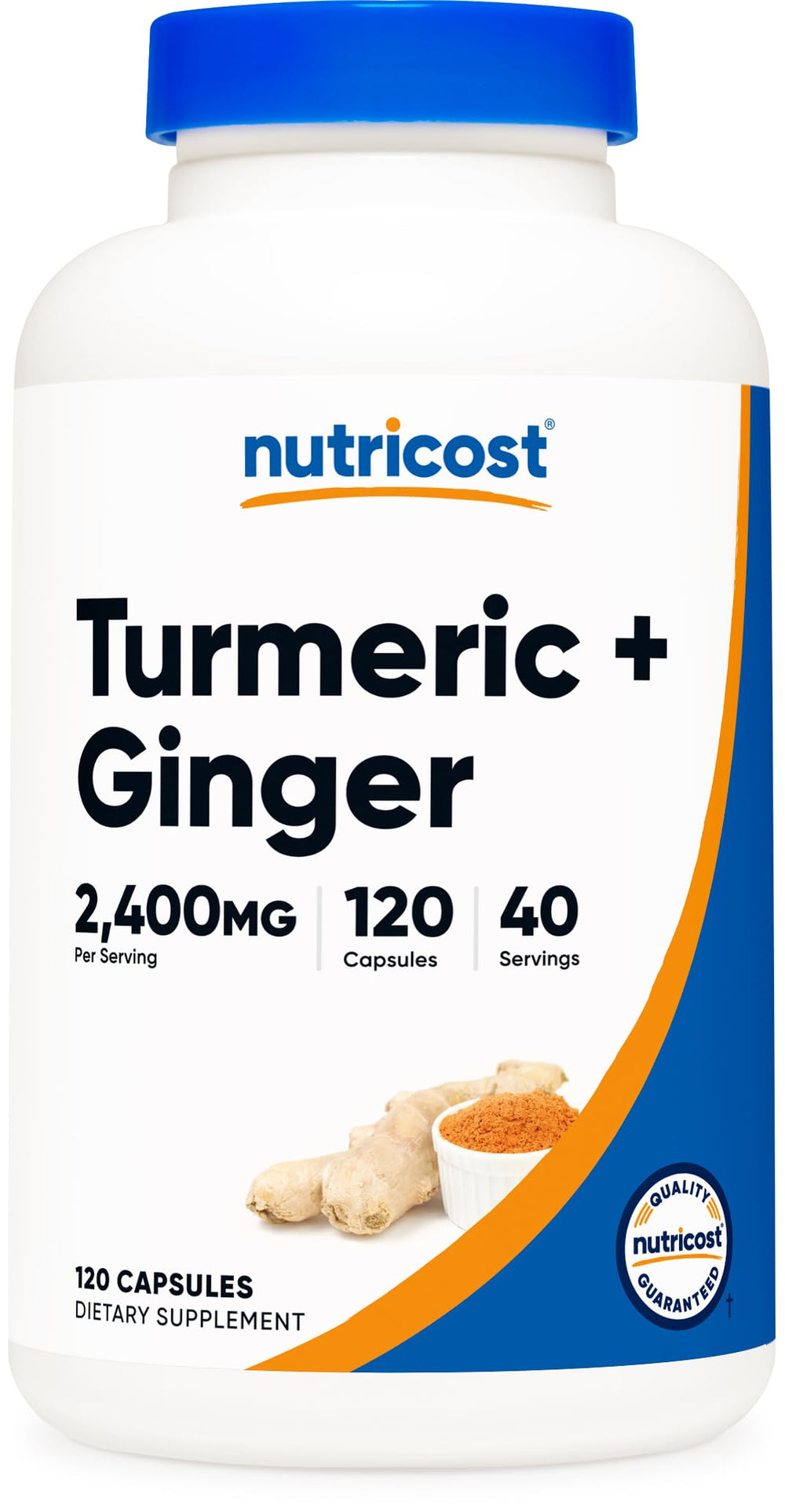 Nutricost Turmeric plus Ginger Capsules with Bioperine bottle label