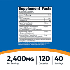 Close up of Nutricost Turmeric Ginger capsules