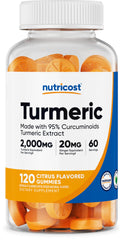 Nutricost Turmeric Gummies bottle and label – 120 gummies, 60 servings