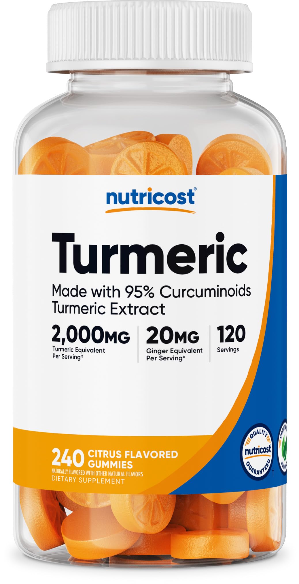 Nutricost Turmeric Gummies Citrus flavor bottle and label