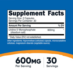 Serving size 600 mg uridine monophosphate per serving