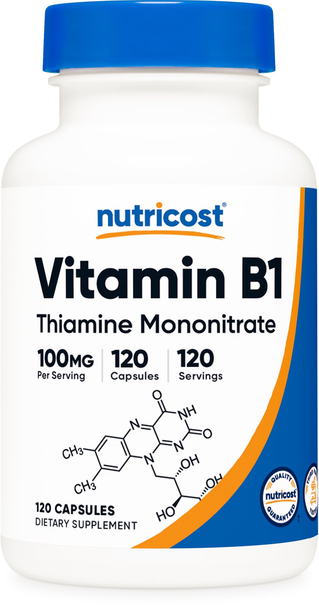Nutricost Vitamin B1 Thiamine 100mg bottle with 120 capsules