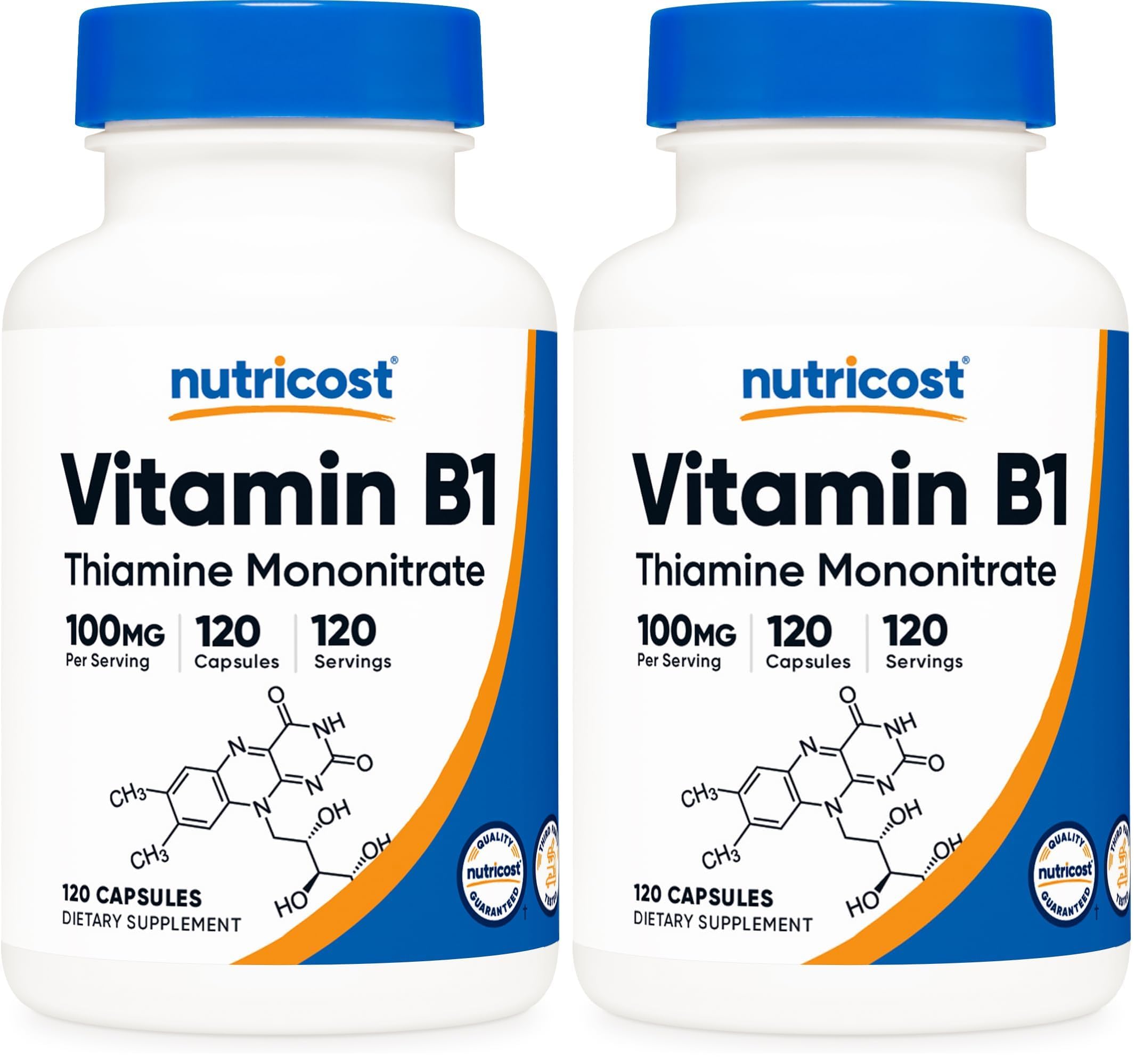Nutricost Vitamin B1 Thiamine 100mg bottle with 120 capsules