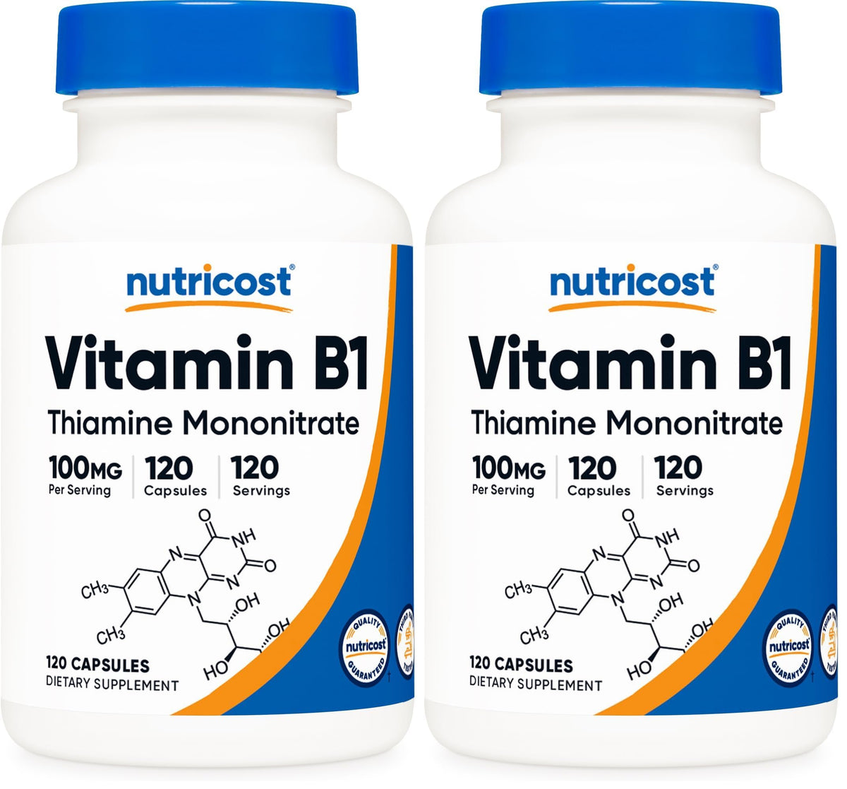 Nutricost Vitamin B1 Thiamine 100mg bottle with 120 capsules