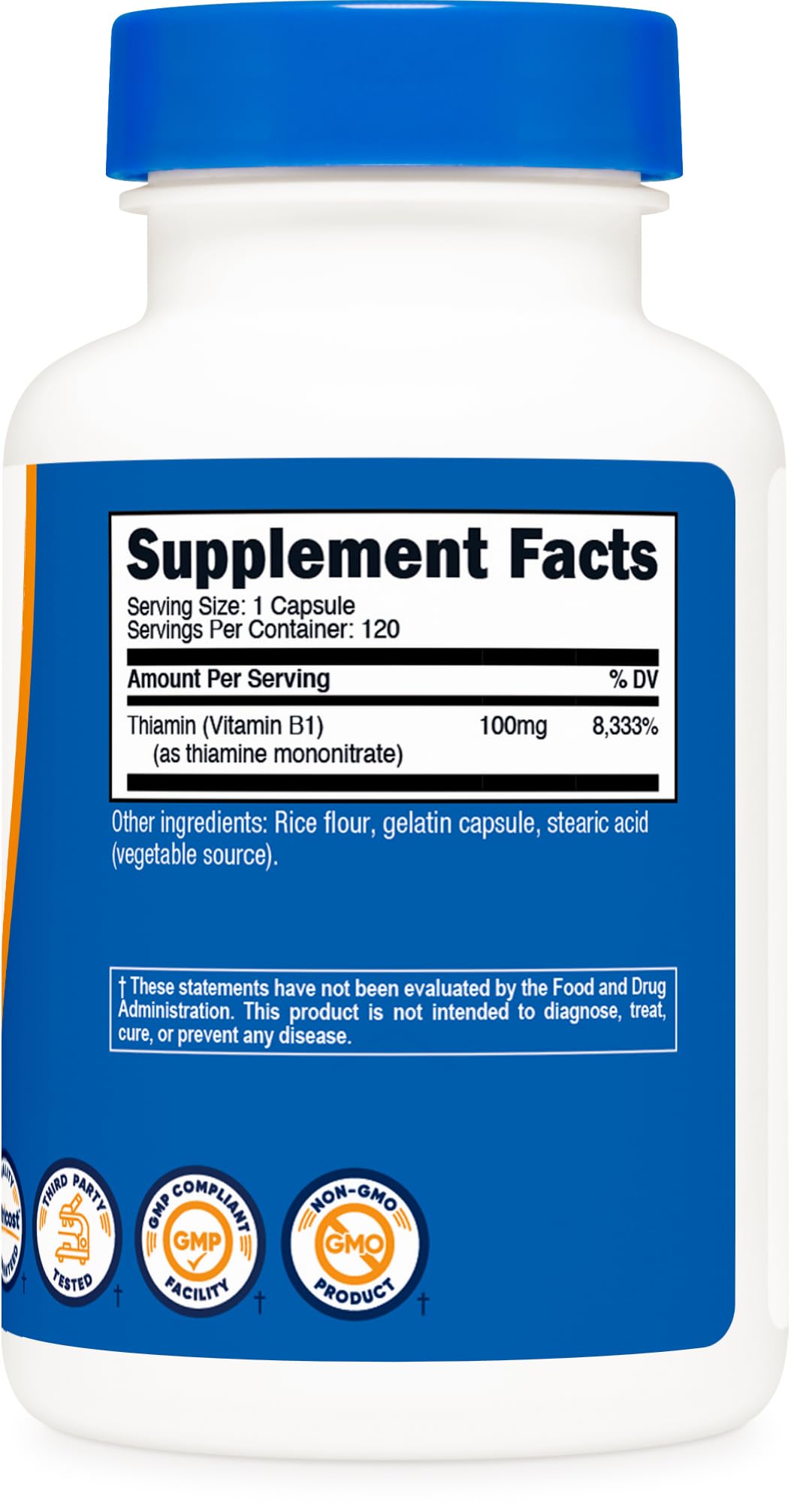 FDA inspected GMP compliant facility logo on Vitamin B1 product