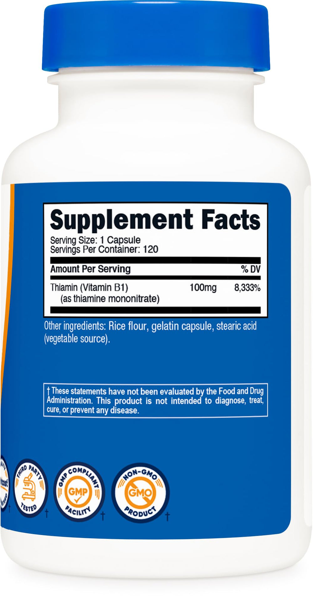 FDA inspected GMP compliant facility logo on Vitamin B1 product