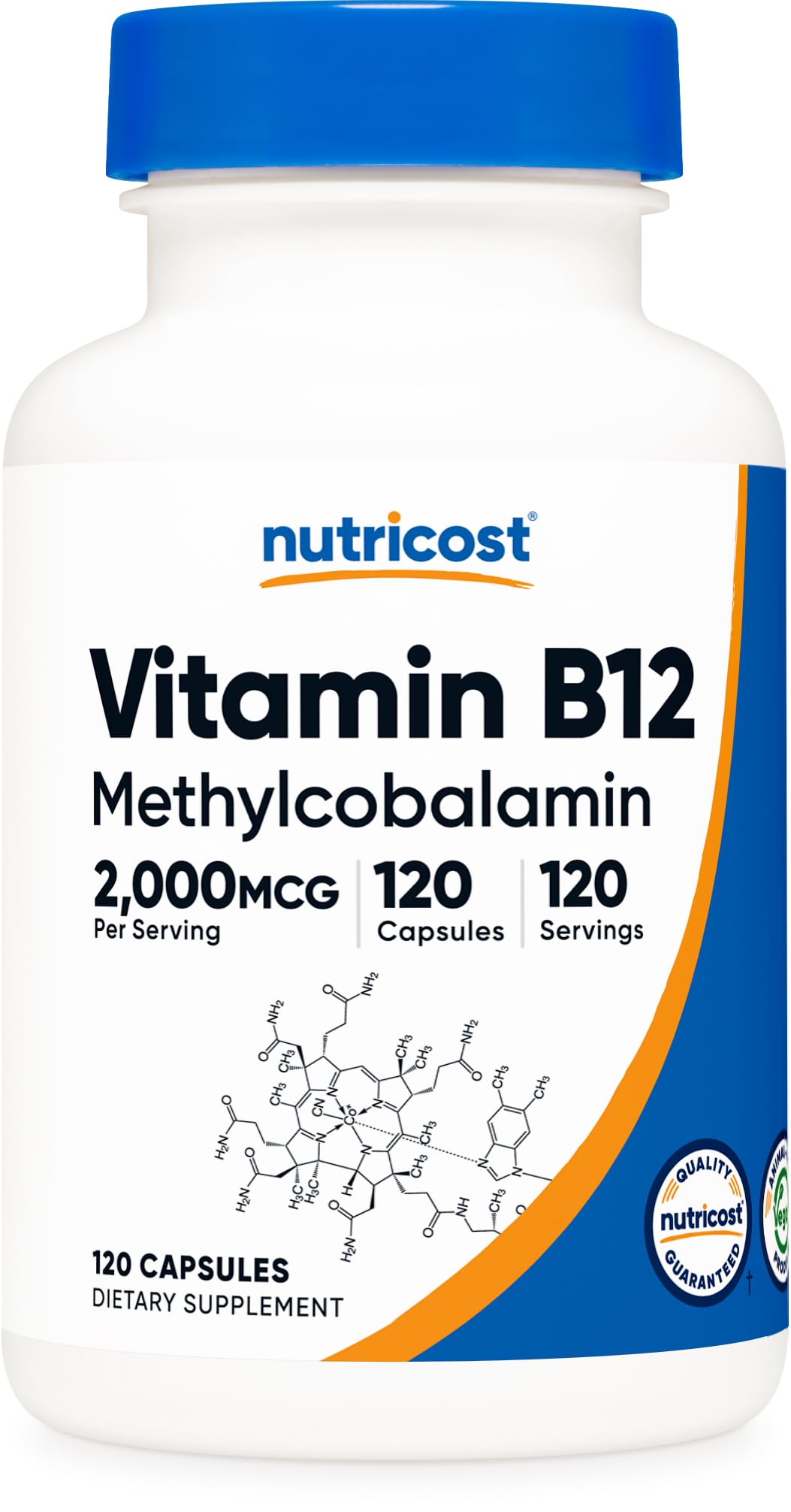Nutricost Vitamin B12 Methylcobalamin 2000mcg bottle label