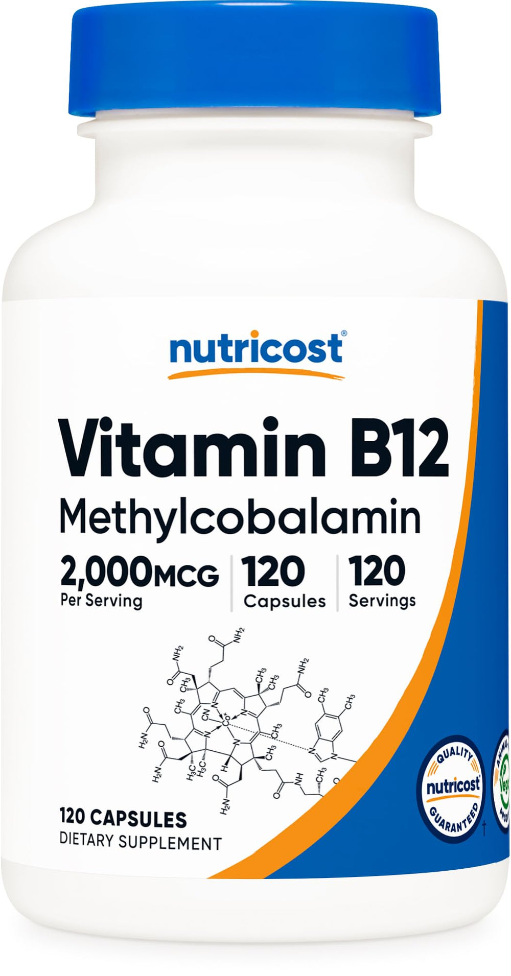 Nutricost Vitamin B12 Methylcobalamin 2000mcg bottle label