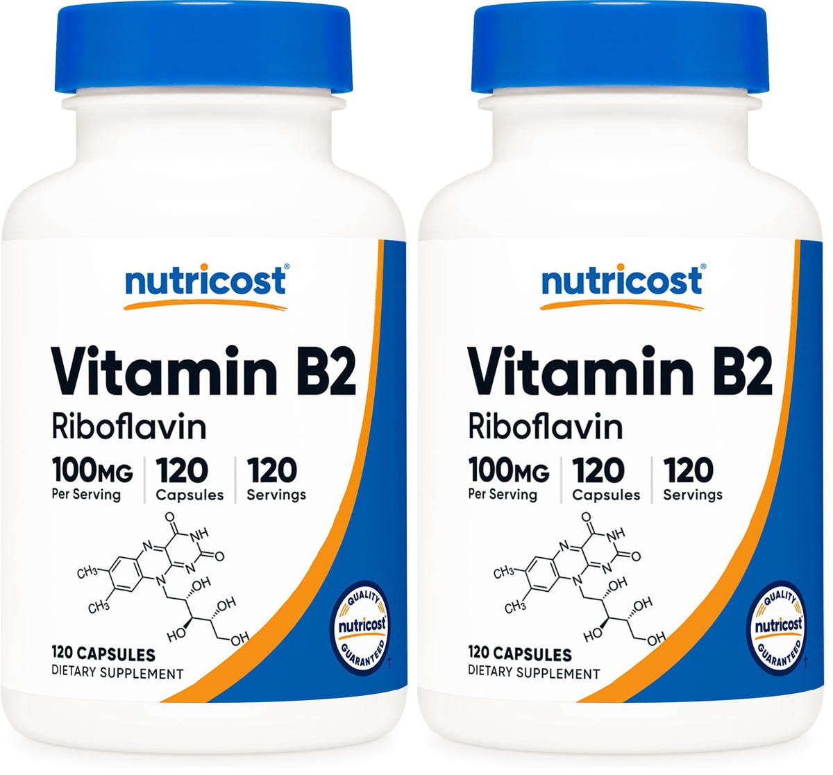 Nutricost Vitamin B2 Riboflavin 100mg bottle, 120 capsules