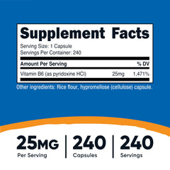 Close-up of Nutricost Vitamin B6 25mg bottle
