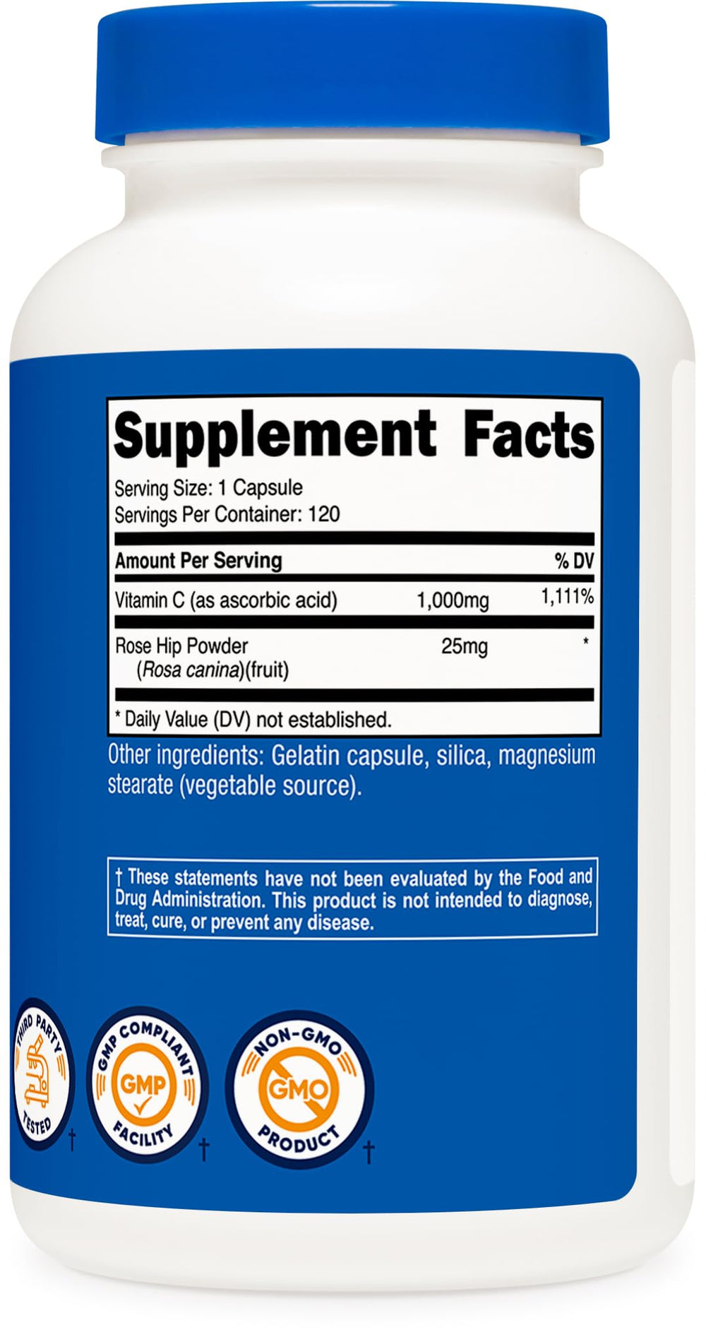 Packaging with GMP compliant facility and FDA registered facility text/icons