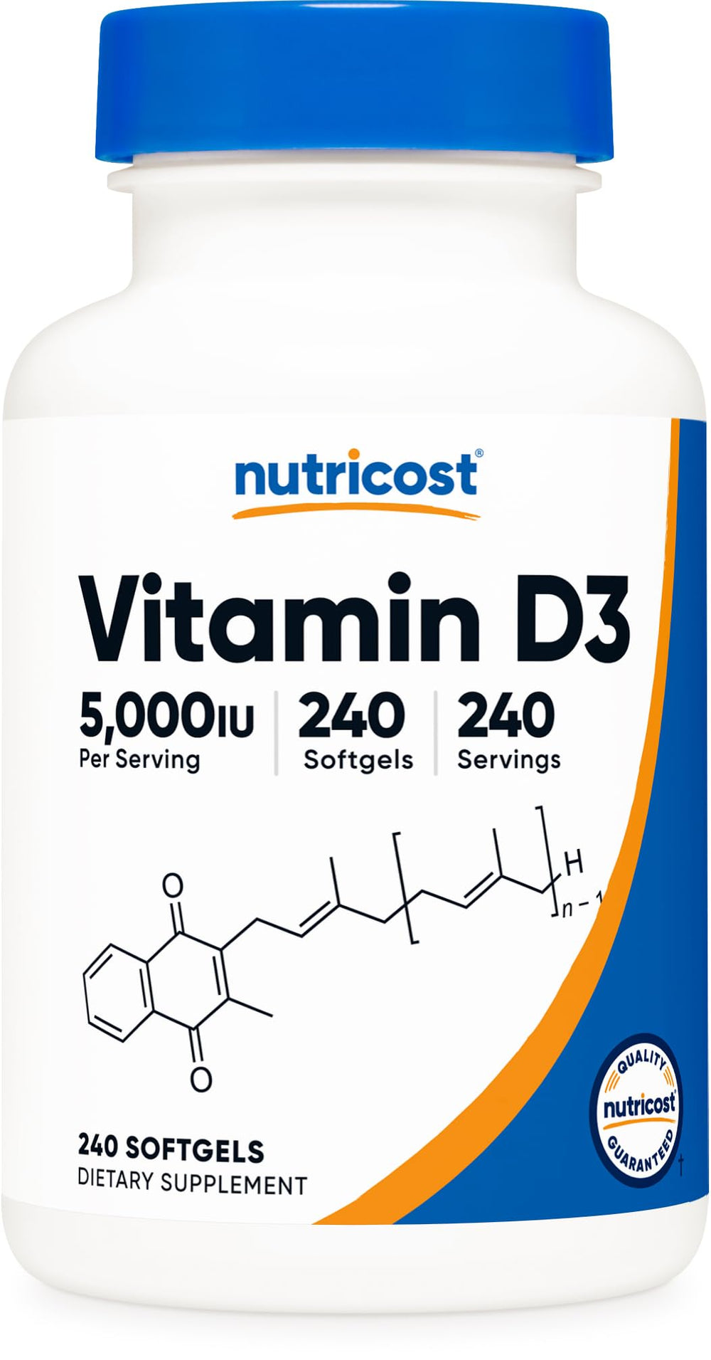 Nutricost Vitamin D3 5,000 IU bottle label close-up