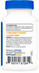 Clear bottle with softgels inside, showing 240 softgels