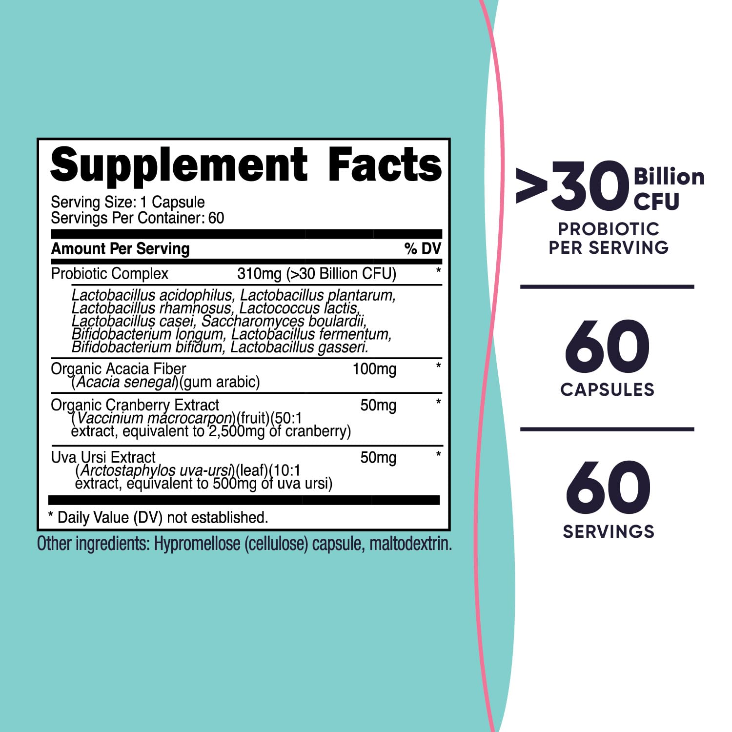 Nutricost Women Probiotic label showing dosage and ingredients