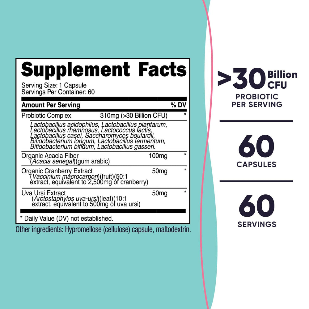 Nutricost Women Probiotic label showing dosage and ingredients