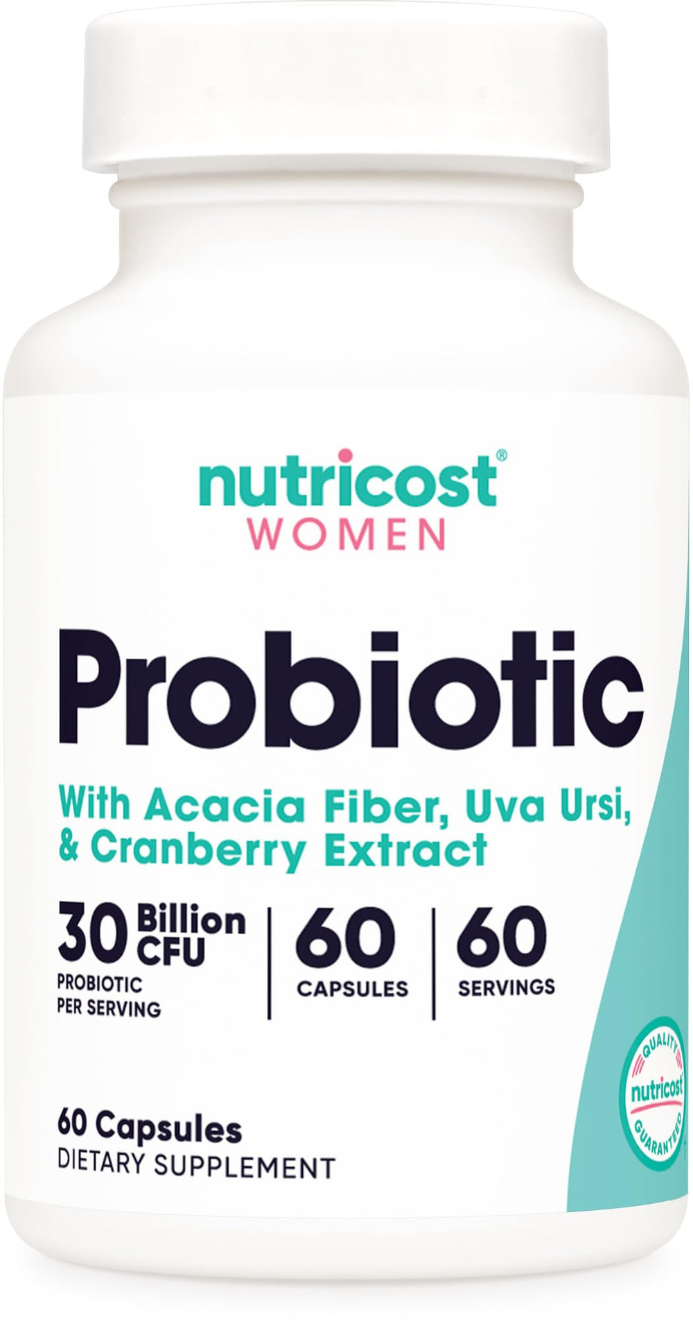 Front view of Nutricost Women Probiotic bottle with 60 capsules