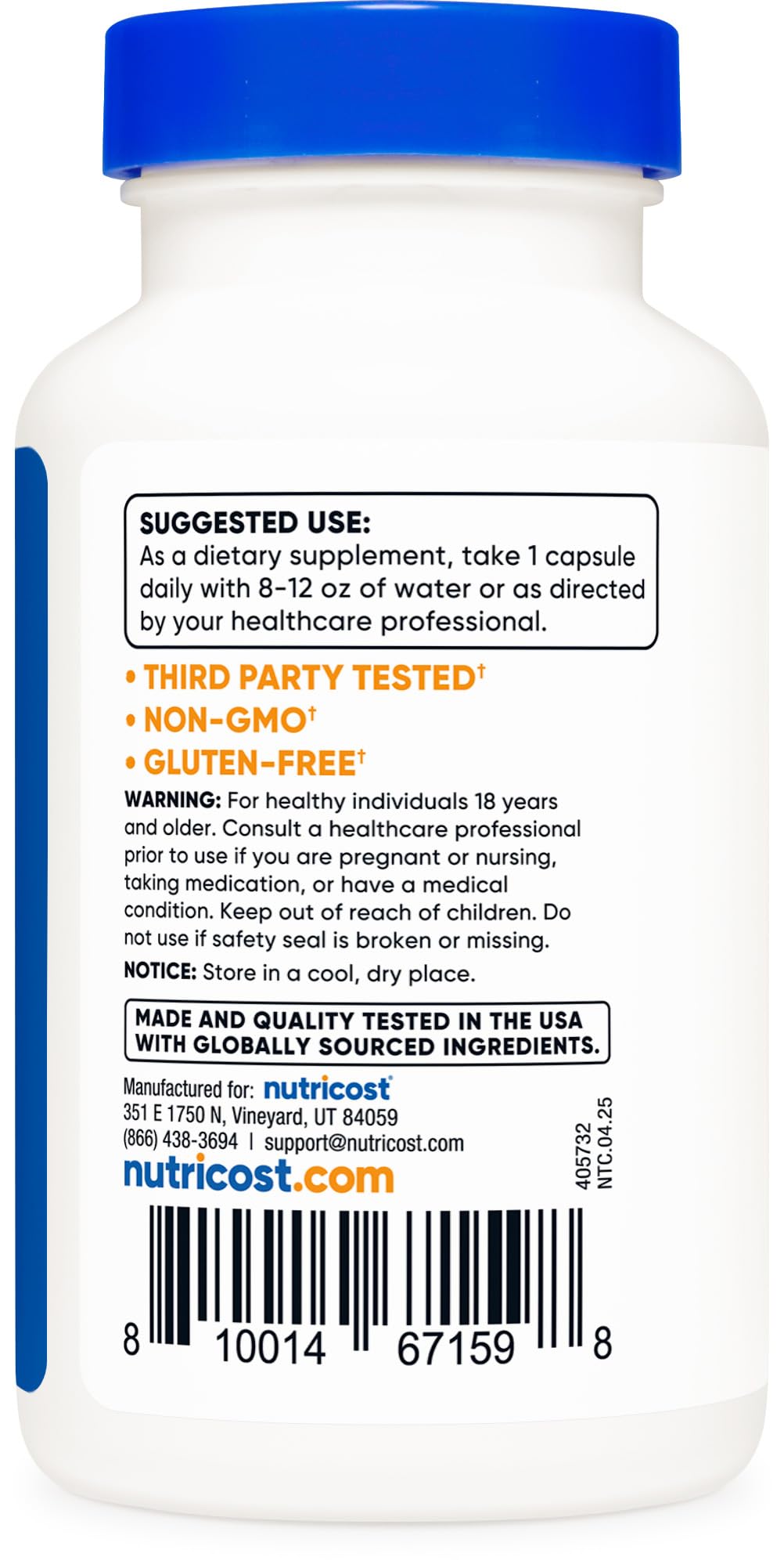 Gluten Free and Non-GMO badge for Nutricost Zinc Chelate
