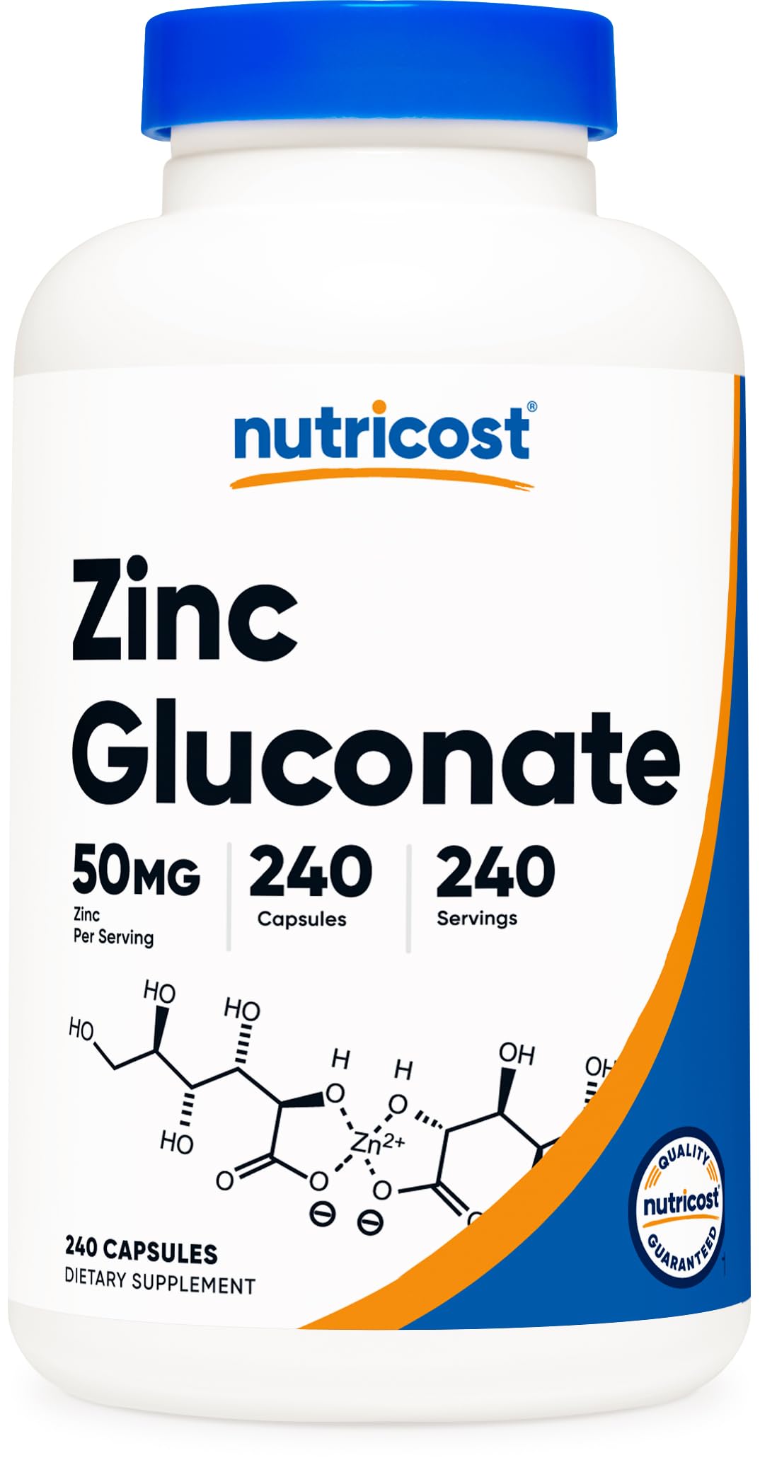 Nutricost Zinc Gluconate 240 vegetarian capsules bottle