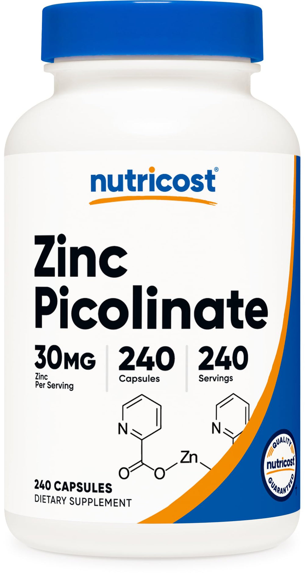 Nutricost Zinc Picolinate 30mg bottle - front view
