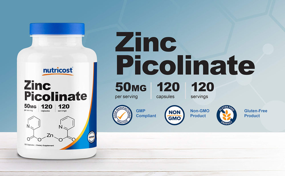 Side view of Nutricost Zinc Picolinate bottle