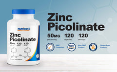 Side view of Nutricost Zinc Picolinate bottle