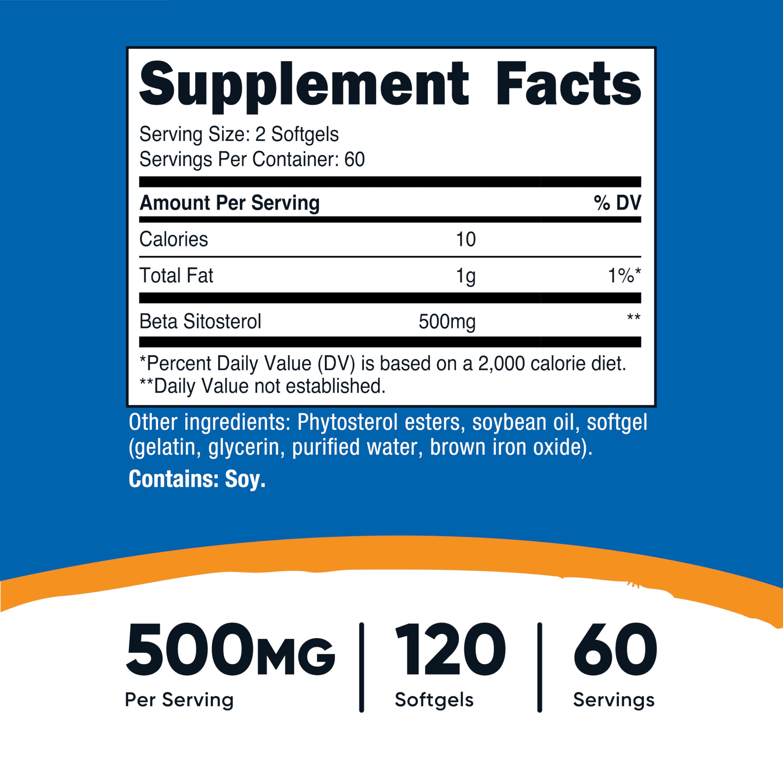 Close-up of Nutricost Beta Sitosterol 500 mg softgels