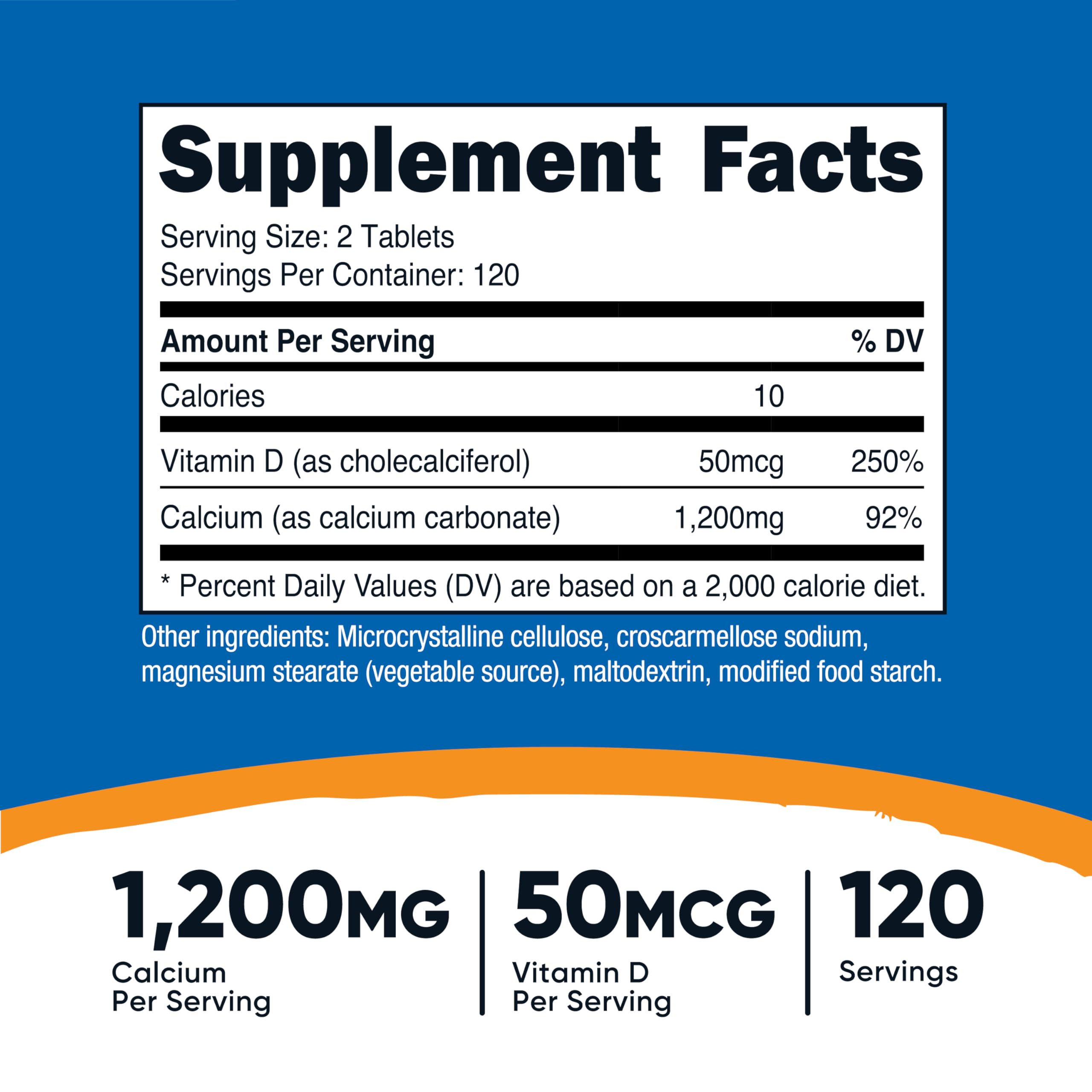 Nutricost Calcium with Vitamin D bottle back label