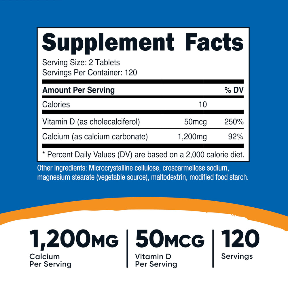 Nutricost Calcium with Vitamin D bottle back label