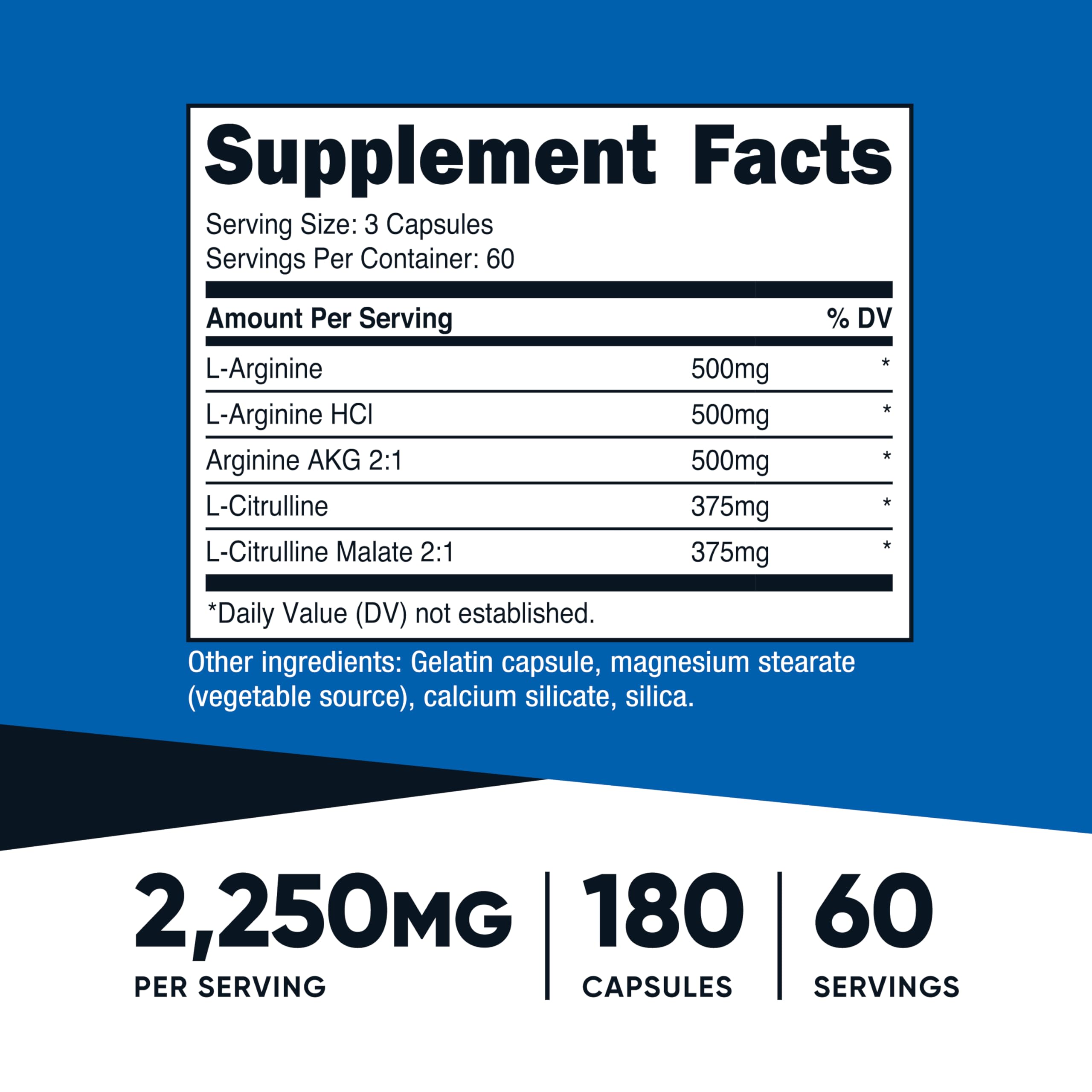 Close-up of supplement facts for Nutricost booster