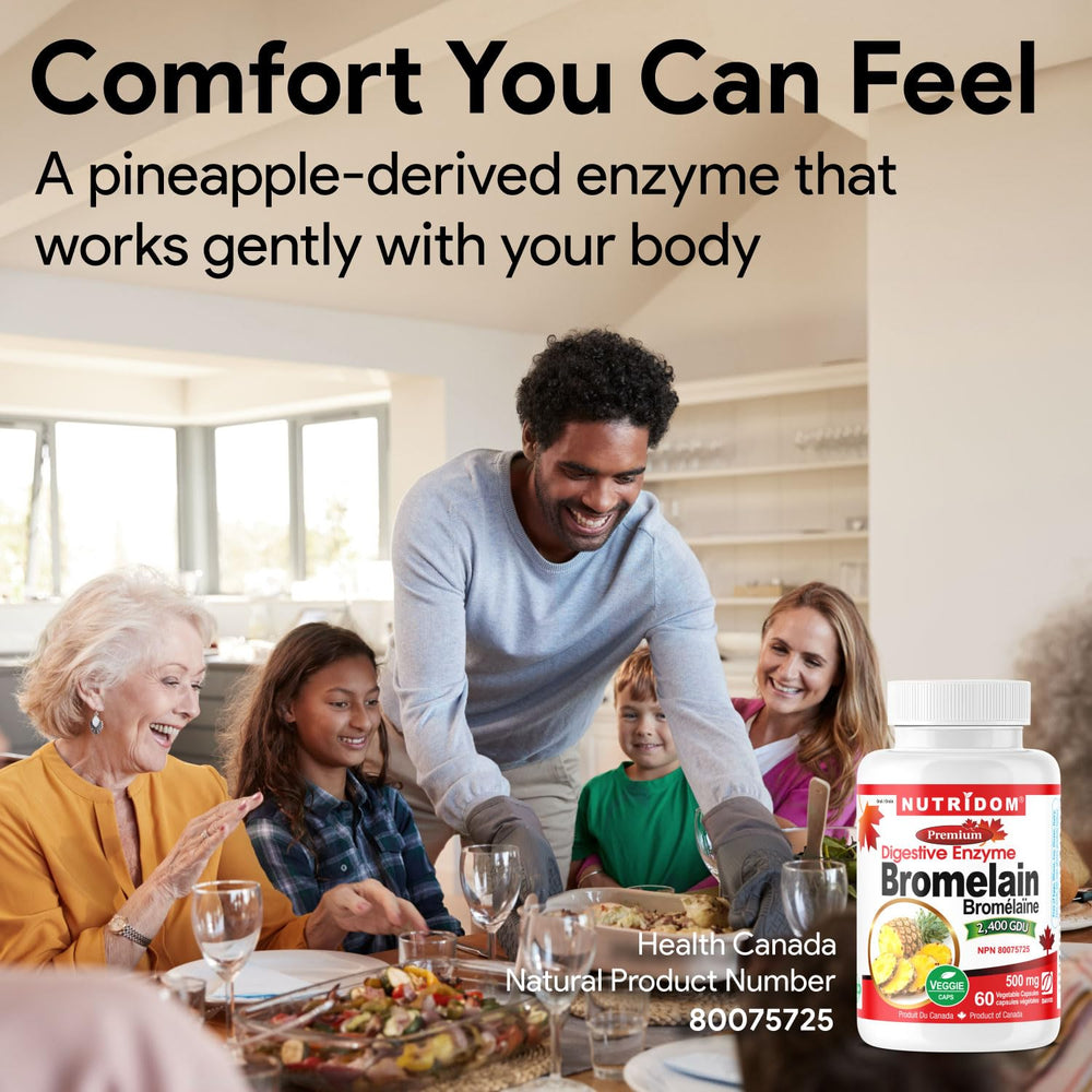 Nutrition label close-up for Bromelain ingredients