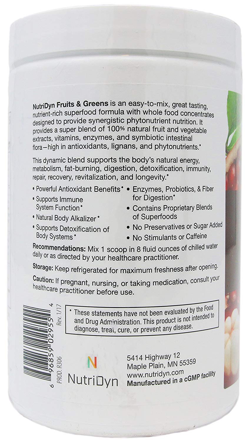 Nutrient-dense superfood powder with probiotics and fiber
