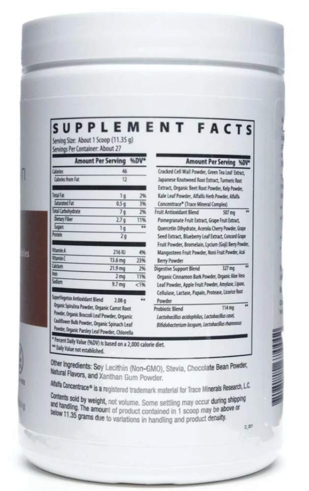 Serving scoop of NutriDyn Fruits & Greens Berry powder with greens and superfoods