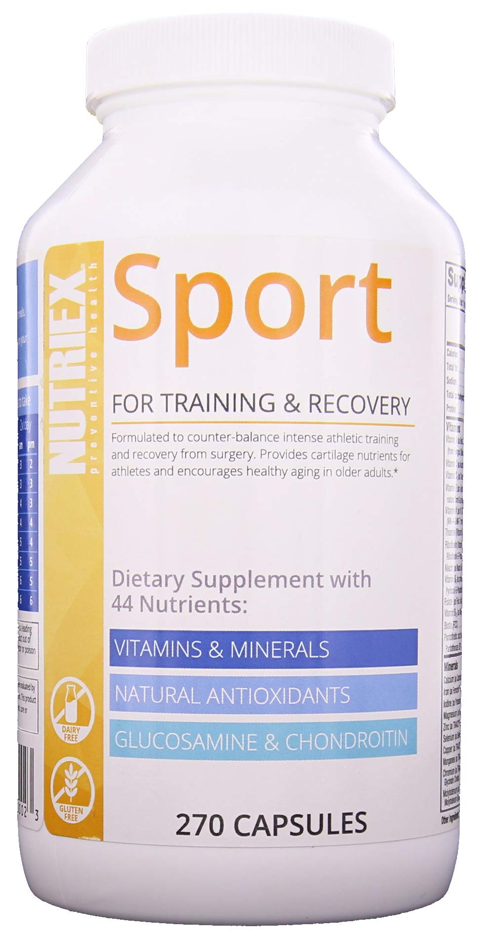 Nutriex Sport Multivitamin bottle label - 270 capsules