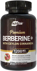NutriFlair Berberine 97% HCl with Ceylon Cinnamon bottle and capsules