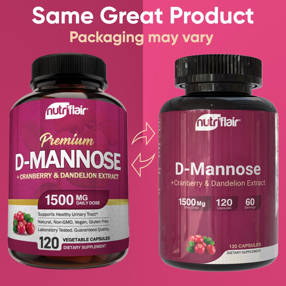 Side view of NutriFlair D-Mannose 1200mg bottle with label