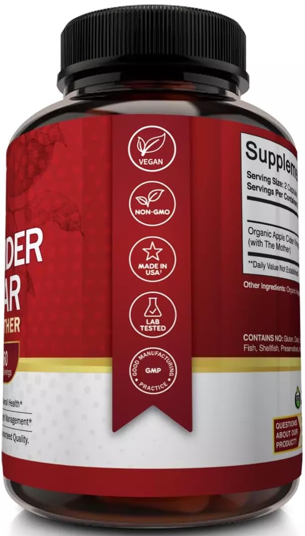 NutriFlair supplement facts label detailing ACV potency