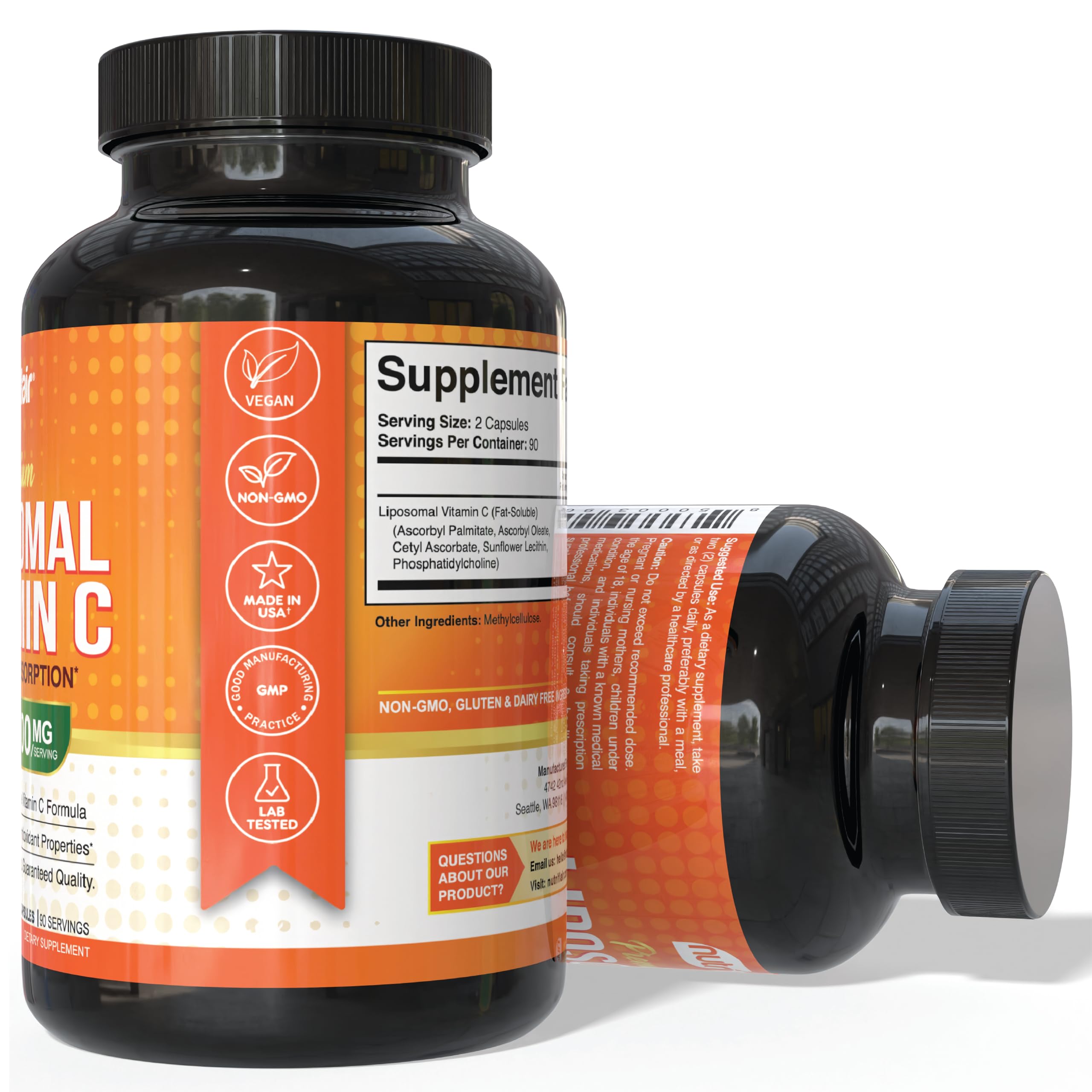 Vegan, non-GMO Liposomal Vitamin C capsules