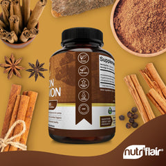 Close-up of NutriFlair Ceylon Cinnamon capsules