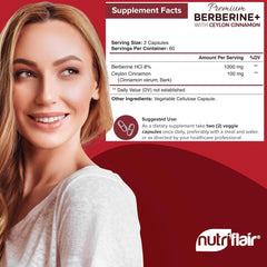 Close-up of NutriFlair Berberine HCL Cinnamon label