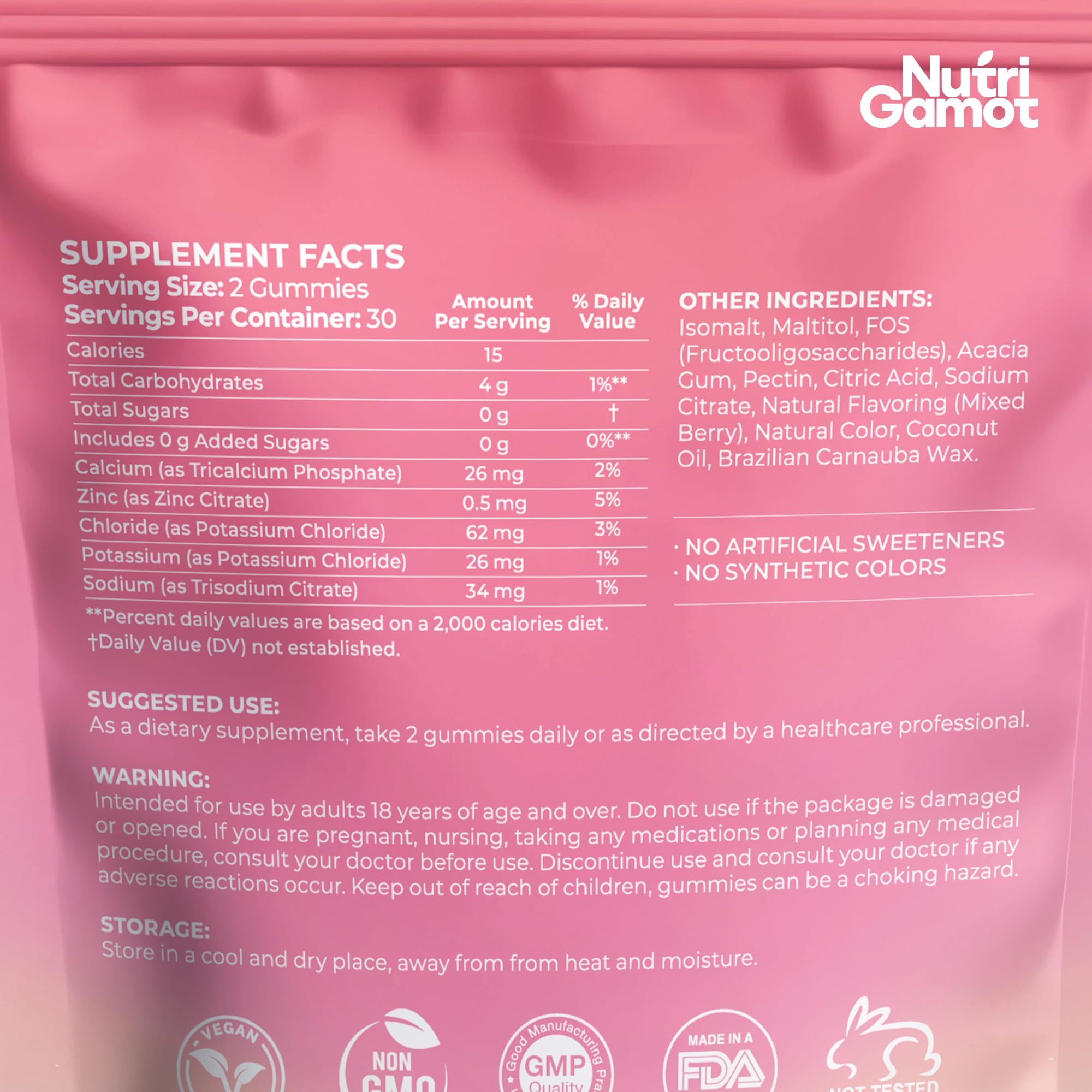 NutriGamot Electrolyte Hydration Gummies mixed berry pack emphasizes sugar-free energy