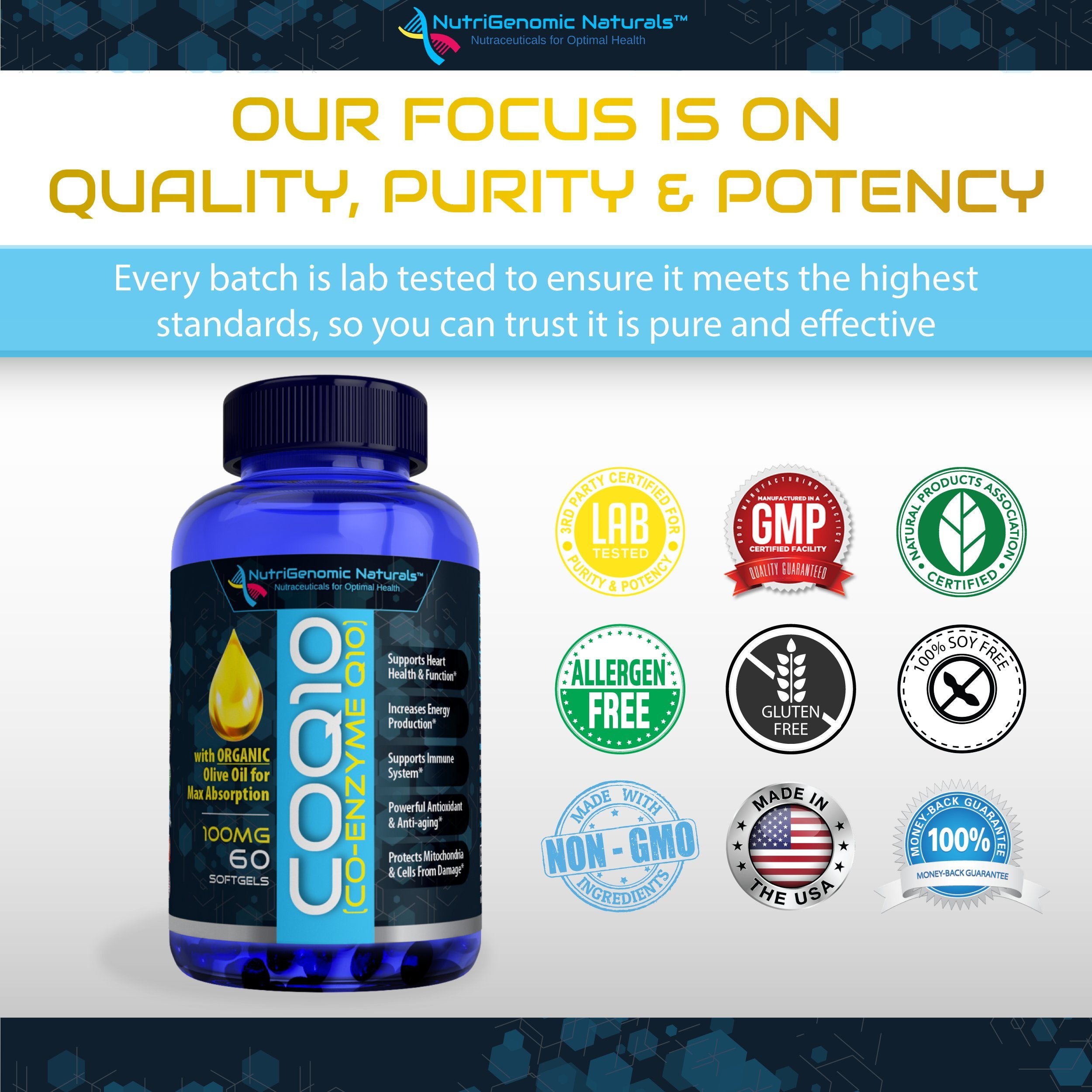 CoQ10 supporting heart health and cardiovascular function